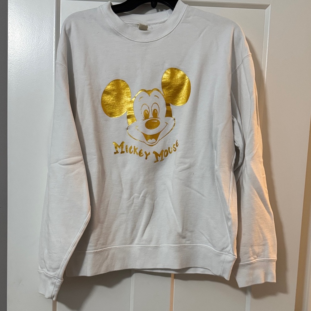 Uniqlo Mickey Mouse White and Gold Women's Sweatshirt